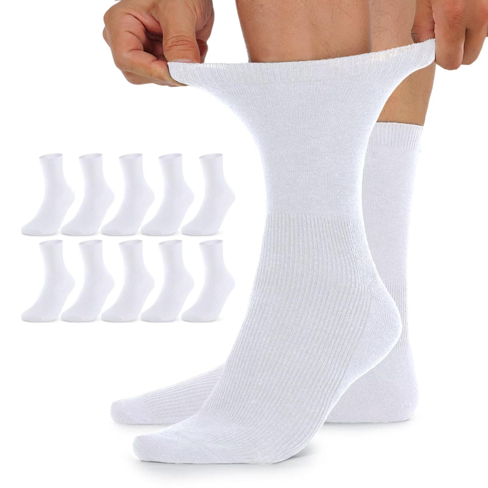 10 Paar Diabetikersocken Herren und Damen ohne Gummibund ohne Naht Diabetiker Socken mit Komfortbund aus Baumwolle 35-38 Weiß*10 Angebot bei HelloDeals