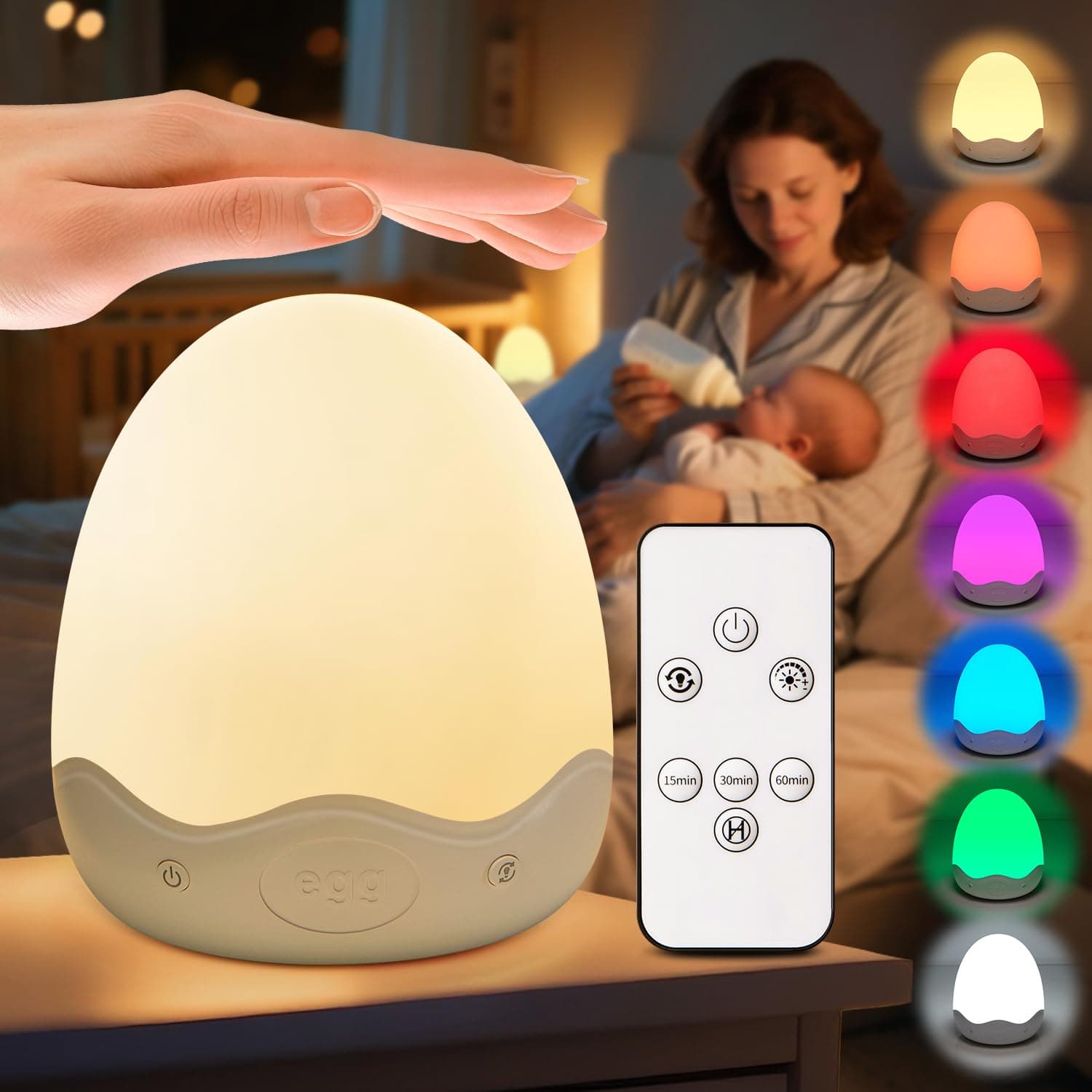 COOLNIGHT Nachttischlampe Touch Dimmbar,Stilllicht 10 Helligkeit 10 Farben Weiß Angebot bei HelloDeals