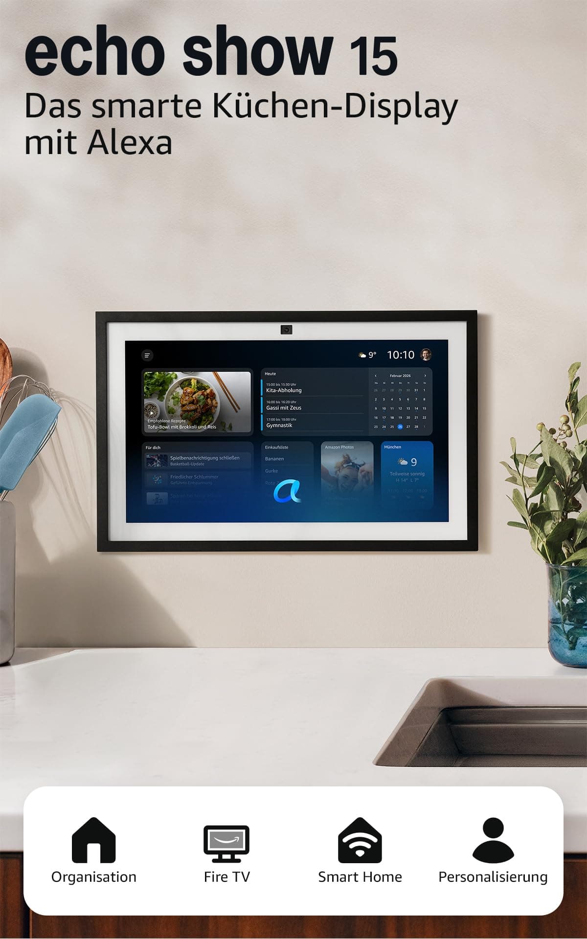 Amazon Echo Show 15 (neueste generation) | 15,6-Zoll-Smart-Display in Full HD, mit integriertem Fire TV und Alexa-Sprachfernbedienung, mit Alexa+ Early Access 15 Zoll Nur Gerät Angebot bei HelloDeals