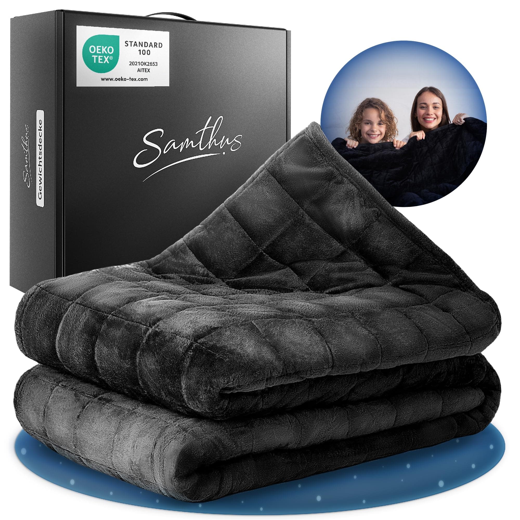 Samthus Gewichtsdecke 135x200cm 3kg Sherpa Fleece Oeko-Tex Zertifiziert Schwarz 3.0 Kilogramm Angebot bei HelloDeals